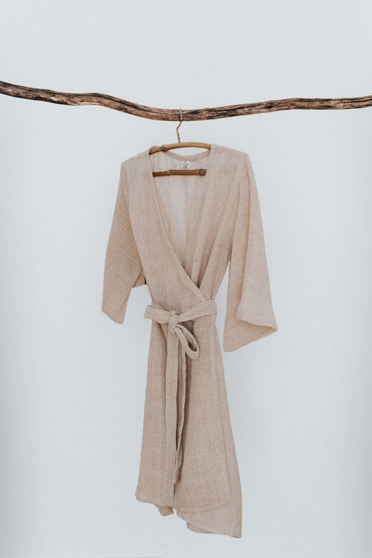Kimono konopno-bawełniane z krótkim rękawem, eko fashion marki FUAN (kolekcja Ruslana)