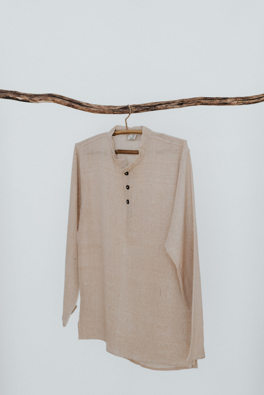 Hand woven hemp-cotton blend shirt by FUAN