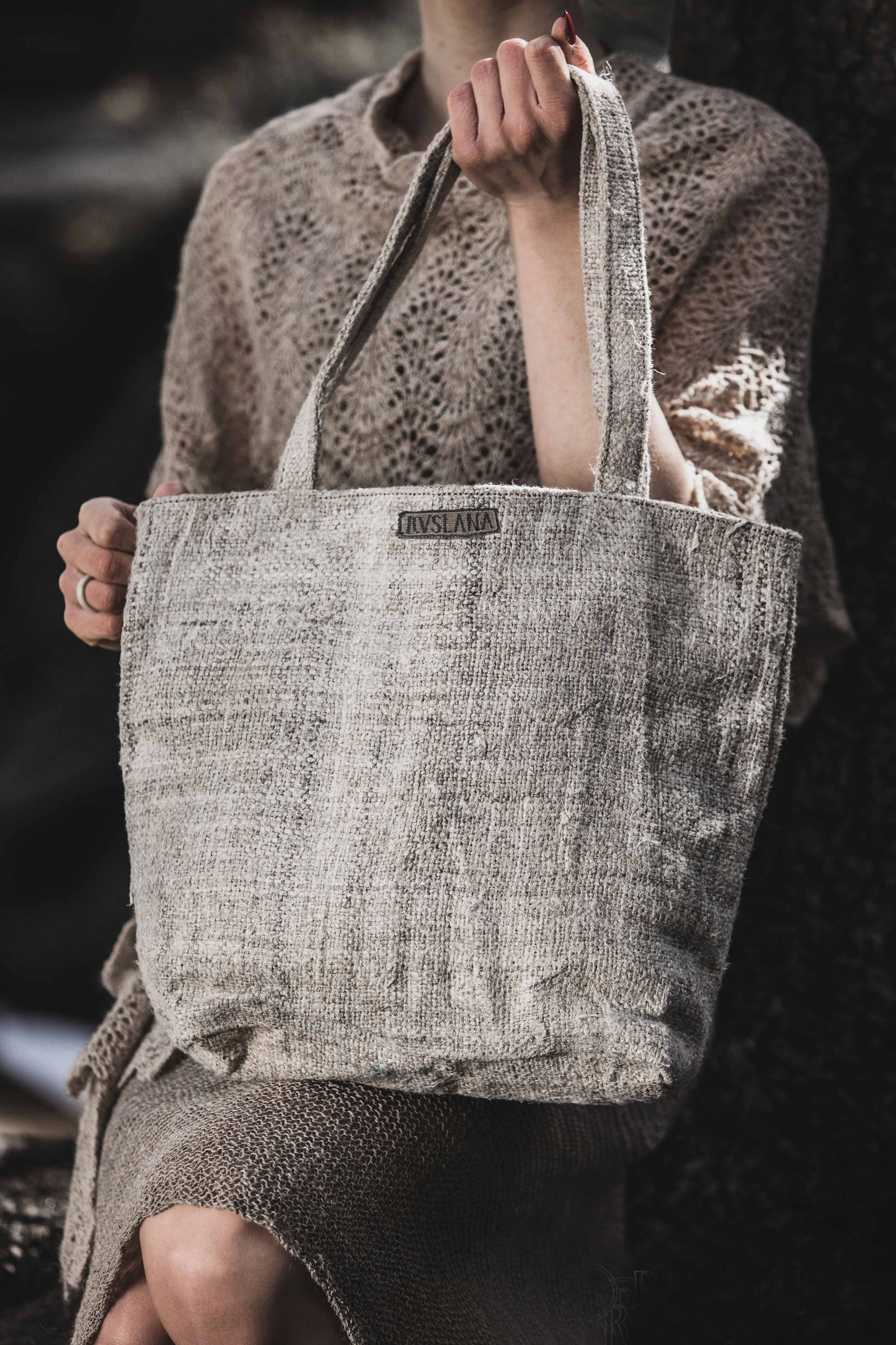 Woven Eco-Luxury: Hemp & Organic Cotton Bag by Fuan (Ruslana collection)